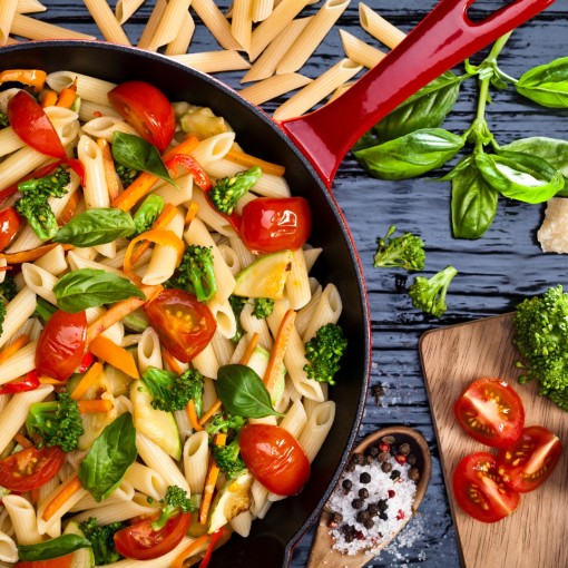 a2. menu de la semaine - Pâtes Primavera, poulet grillé et bocconcinis au pesto